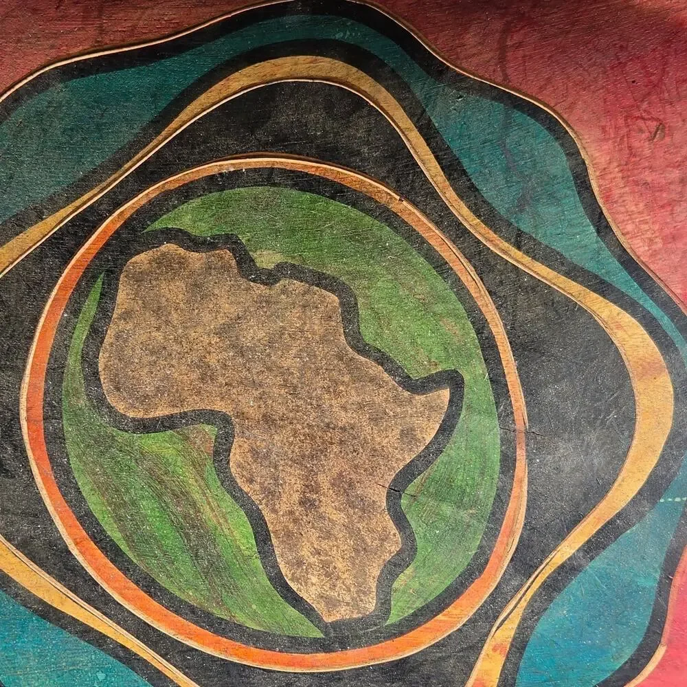Vtg African Hand-Carved Handpainted Custom Wooden Bowl